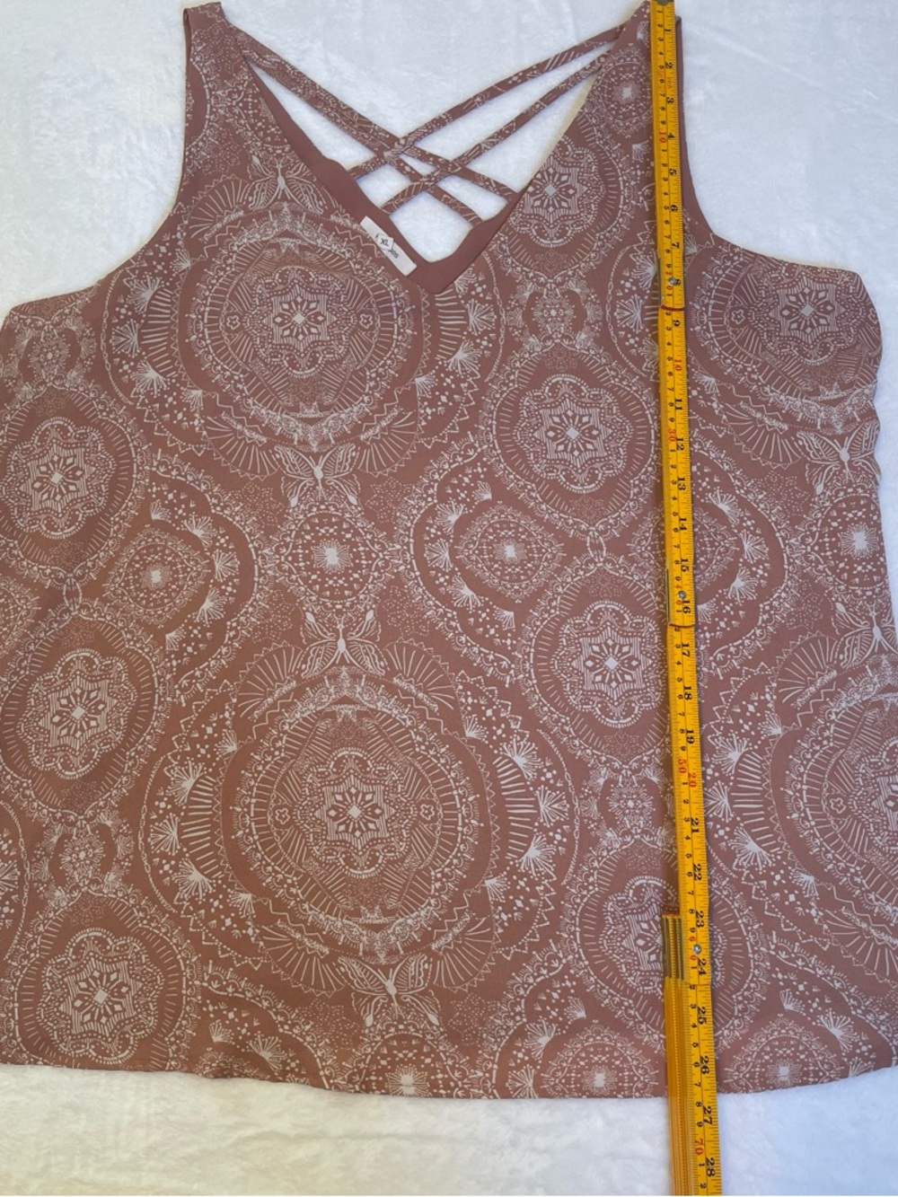 Maurices Women’s XL Dusty Rose Paisley Crisscross V-Neck Tank Lined Blouse - Picture 8 of 9